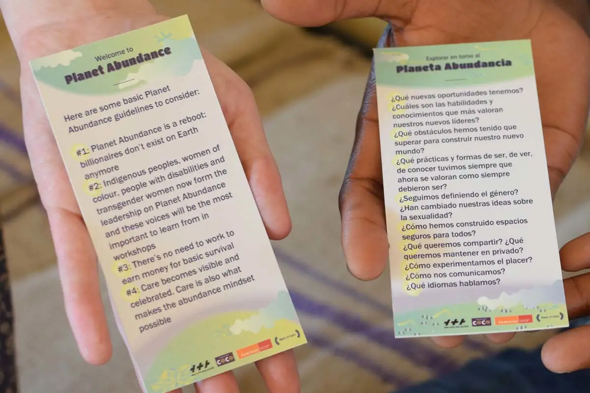 participants in workshops reading Planet Abundance cards